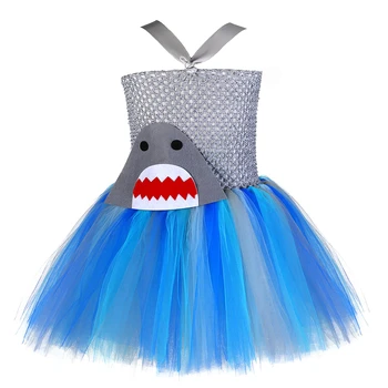 Платье-пачка с акулой для девочек, Платья для дня рождения под водой, Реквизит для фотосессии малышей, Костюм Океанской рыбы на Хэллоуин, Одежда для девочек