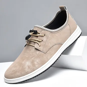 Повседневная мужская обувь из натуральной кожи, уличная нескользящая обувь на плоской подошве, удобные модные мужские кроссовки