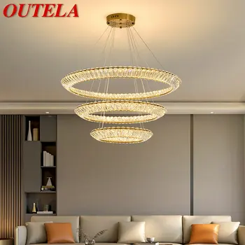 Подвесной светильник OUTELA Nordic Modern Ring, светодиодная круглая хрустальная люстра, Креативный свет, роскошь для гостиной, виллы, спальни.