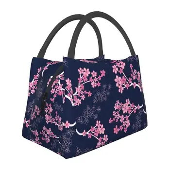 Полночные сакуры, изолированные сумки для ланча для женщин, Герметичный Японский кулер для цветов Сакуры, термос для ланча, рабочий пикник
