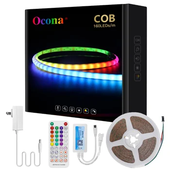 Полный комплект COB RGB LED Strip Light Kit для декора комнаты Игровой ПК Ambient Dream Color 5 В Индивидуально Адресуемая светодиодная лента 3 м
