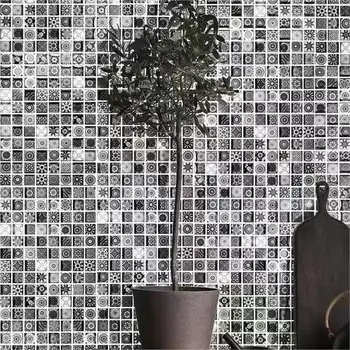 Популярная цветочная мозаика из серого стекла с принтом для настенной плитки в ванной комнате
