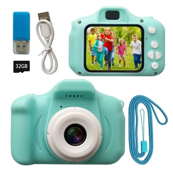 Портативная симпатичная детская цифровая камера, перезаряжаемая видеокамера с 1,9-дюймовым экраном и 32G TF-картой для девочек и мальчиков 3-10 лет в подарок
