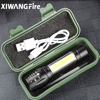 Портативный перезаряжаемый светодиодный фонарик с зумом XP-G Q5 Mini Flash Light, фонарь, 3 режима освещения, походная лампа