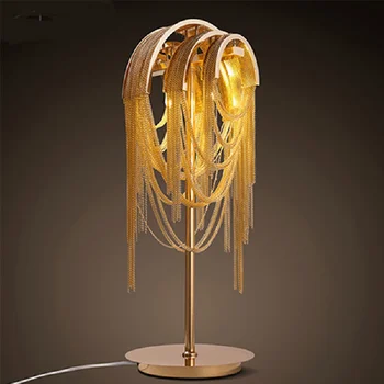 Постмодернистская светодиодная настольная лампа на алюминиевой цепочке, креативная лампа для чтения, светильники для дома, спальни, гостиной, освещение в стиле деко