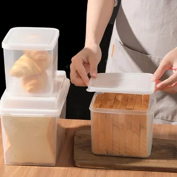 Прозрачная коробка для тостов с герметичной крышкой, коробка для хранения свежих продуктов в холодильнике, контейнер для хранения овощей и фруктов, кухонные принадлежности