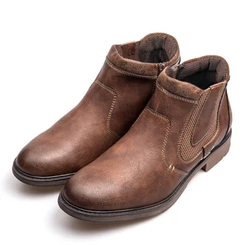 Рабочая одежда в стиле ретро, Мужская Обувь С боковой молнией, Удобные ботинки 