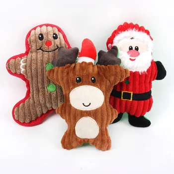 Рождественские Игрушки для домашних собак, Пищащая Жевательная игрушка для щенков, кошек, Рождественские плюшевые игрушки, пазлы для плюшевых собак чихуахуа, товары для домашних животных