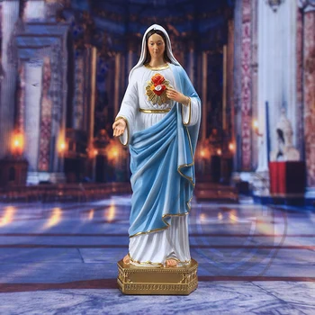Рождественское Сердце Христа Статуя Марии Скульптура из смолы Украшение Статуэтка Религиозный подарок Святая Дева Мария Христианское католическое ремесло