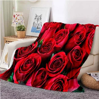 Романтическое фланелевое одеяло с красными розами в подарок на День Святого Валентина, флисовые одеяла с цветами, супер мягкие, пушистые, легкие, размера King Size