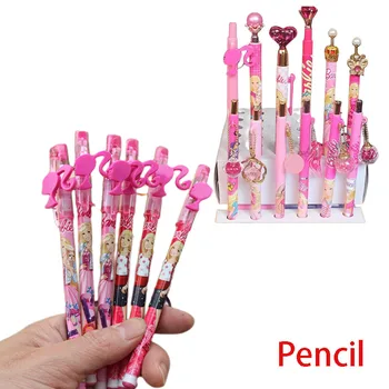 Ручка для печати Barbie, Розовые канцелярские принадлежности, Гелевая ручка для милой школьницы, ручка для подписи, 5 мм, черная, Kawaii, Модный пластиковый подарок для учеников, портативный