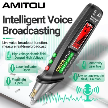Ручка-тестер интеллектуального голосового вещания AMITOU VC1019 с индикатором чувствительности на 5 передач, датчик точки обрыва электрической линии