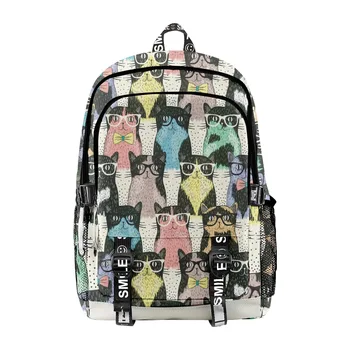 Рюкзак с 3D принтом Kawaii Cats Dogs для учащихся начальной средней школы, школьная сумка для ноутбука, женская повседневная милая дорожная сумка
