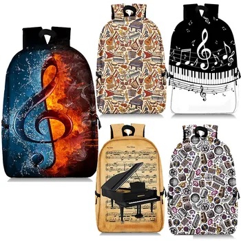 Рюкзак с принтом музыкальных нот, женские модные Музыкальные инструменты, школьные сумки, Детская дорожная сумка для книг, рюкзаки для ноутбуков, подарок
