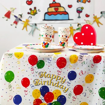 С Днем Рождения, Одноразовая посуда, Бумажные Стаканчики Радужного цвета, Тарелки, скатерть, Принадлежности для вечеринки по случаю Дня рождения детей для девочек