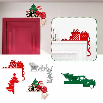 Санта-Клаус Лось Рождественская Дверная Рама Украшение Деревянная Рождественская Дверь Угловой Орнамент Веселого Рождества Декор Дома С Новым Годом #50g