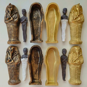 Саркофаг египетского царя фараона, гроб с фигуркой мумии, Статуя, Миниатюрный декор для игры в песочницу, Миниатюрная модель Украшения дома