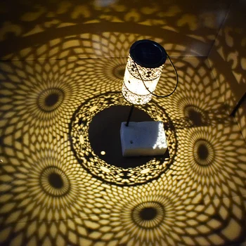 Светодиодный солнечный проекционный светильник из кованого железа, Полая Наружная Садовая подсветка двора