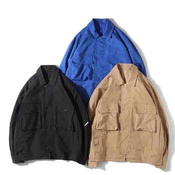 Свободное мужское повседневное винтажное модное пальто для мужчин и женщин, Японская Корейская уличная одежда, шикарная весенне-осенняя куртка-карго, верхняя одежда