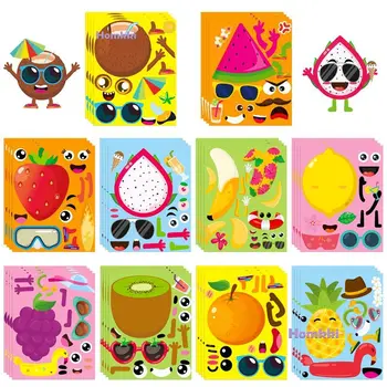 Сделайте свои собственные фруктовые наклейки, детские сувениры, летние поделки, мультяшная наклейка с лимоном в виде рожицы для игрушек раннего образования, наклейка на стену в детской комнате