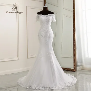 Сексуальное свадебное платье с аппликацией и коротким рукавом, свадебные платья русалки, элегантное белое платье vestidos de novia, свадебное платье