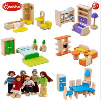 Семейная деревянная имитация мебели на 6 человек, семейная игрушка 