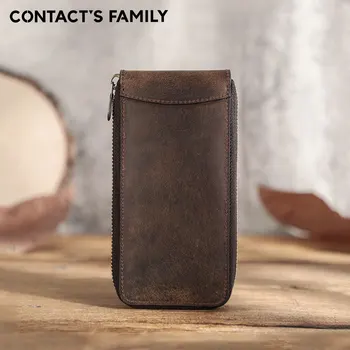 Семейная сумка для часов CONTACT'S из натуральной кожи ручной работы, портативный кожаный органайзер для путешествий с отделением для карт, чехол на молнии