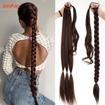 Синтетический плетеный парик для наращивания конского хвоста, черный натуральный шиньон, длинный конский хвост с резинкой для волос, светлые волосы для женщин