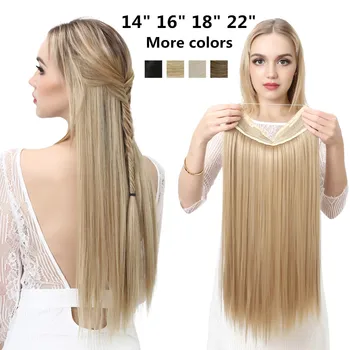 Синтетическое наращивание волос без заколки, натуральные волосы, накладной омбре, цельный прямой шиньон для блондинок для женщин