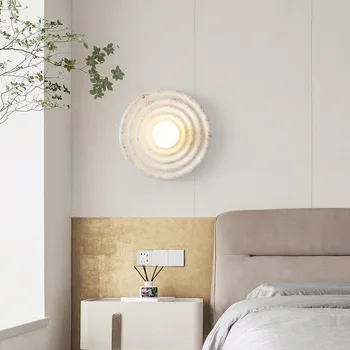 Скандинавский современный минималистичный настенный светильник из смолы, фон для гостиной, настенный светильник для спальни, прикроватный настенный светильник, Круглый Круглый настенный светильник