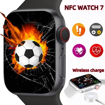 Смарт-часы Мужские женские Серии 7 NFC Smartwatch 2022 Bluetooth Вызов Управление музыкой Пульсометр Фитнес-трекер для Android IOS