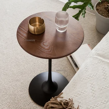 Современная мебель Диван из массива дерева, приставной столик для гостиной, минималистичные круглые журнальные столики, креативный прикроватный столик для спальни