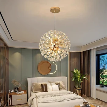 Современная роскошная люстра K9 Crystal Gold, подвесная люстра для гостиной, столовой, Круглая светодиодная подвесная лампа для внутреннего освещения.