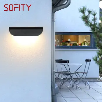Современные настенные светильники SOFITY в простом черном стиле с водонепроницаемым светодиодным бра IP65 для наружных и внутренних балконных лестниц