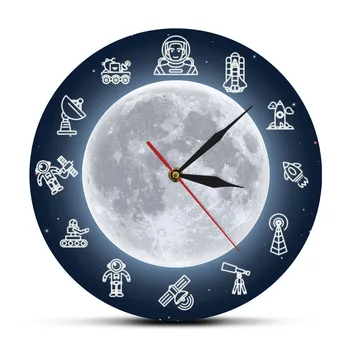 Современные настенные часы космического астронавта, путешествующего в космосе, Круглые часы, Настенные часы Ученого Мечтателя, Декор стен Галактики