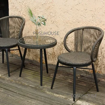 Современный уличный стул из ротанга, Балконный стол/комбинация стульев, Комплект из трех предметов, Садовая мебель во дворе, стулья из ротанга TG