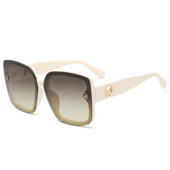 Солнцезащитные очки в квадратной оправе с буквой W Для женщин и мужчин, роскошный дизайн, вождение автомобиля, Бежевые Большие солнцезащитные очки, Винтажные Ретро Мужские и женские очки