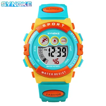 Студенческие спортивные часы SYNOKE для детей, красочные электронные часы, водонепроницаемые часы 50 м, детские цифровые часы для мальчиков и девочек
