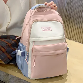 Студенческий рюкзак Kawaii большой емкости Корейского цвета, модный школьный рюкзак для девочек, Женская нейлоновая Водонепроницаемая дорожная сумка, Классная новинка