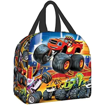Сумка для ланча Monster Truck с двухслойной изоляцией, аниме-ланч-бокс, Водонепроницаемая сумка, Коробка для пикника, Многоразовая дорожная сумка