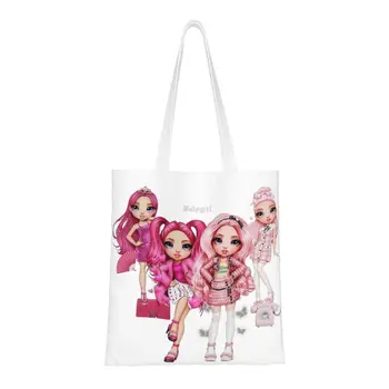 Сумка для покупок Rainbow High PH Pink для девочек, изготовленная на заказ, холщовая сумка для покупок, сумка-тоут для мультяшных аниме-сериалов