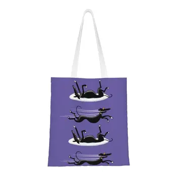 Сумки для покупок с забавным принтом Greyhound Tote, Холщовая сумка для покупок, мультяшная сумка для Уиппета Сайтхаунда