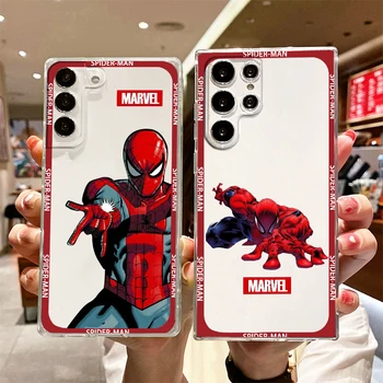 Супергерой Marvel Человек-Паук Для Samsung S23 S22 S21 Ultra S20 FE Pro Lite S10 S9 S8 Plus 5G Прозрачный Чехол Для Телефона