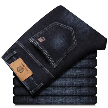 Топ 2023, новые мужские джинсы, деловые повседневные эластичные удобные прямые джинсовые брюки, мужские высококачественные брендовые брюки, Размер 28-40