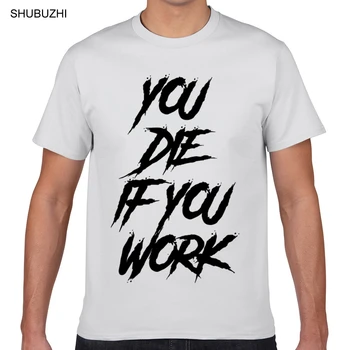 Топы и футболки мужские ты умрешь, если будешь работать nhk club Японская аниме Базовая мужская футболка с черным принтом Geek
