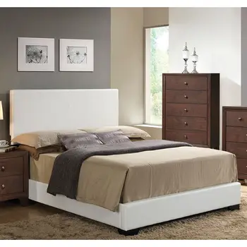 Трехцветная двуспальная кровать Ireland III Eastern из полиуретана для мебели для спальни серебристого цвета