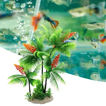 Украшение для аквариума с рыбками, Реалистичный Искусственный Аквариум, Растения кокосовой пальмы, Подводные Водные Поддельные Ландшафтные украшения для домашнего декора
