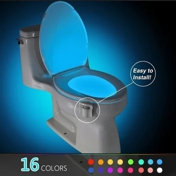 Умный датчик движения, ночник для сиденья унитаза, 8/16 цветов, водонепроницаемая подсветка для унитаза, светодиодная лампа Luminaria, светильник для туалета в туалете.