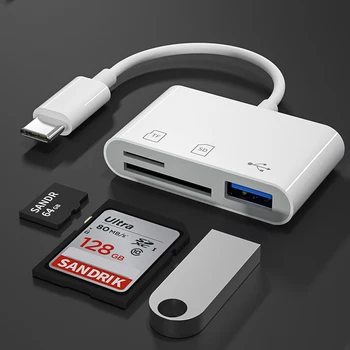 Устройство чтения карт Type C на SD OTG USB-кабель Mini SD/TF Card Reader Адаптер для передачи данных для Macbook Samsung Huawei