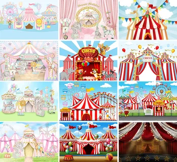 Фон для фотосъемки Mehofond Цирковая Тема, Карнавальная Карусель, Палатка, Декор стола для торта для детского Дня рождения, Фон для фотостудии